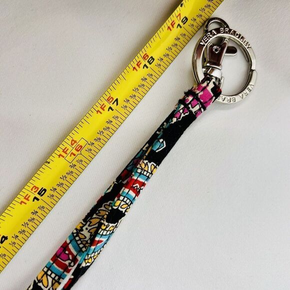Vera Bradley Lanyard Key Ring ID Badge Clip Holder Blue Pink Yellow Black EUC B1 - Picture 6 of 6